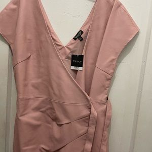 TopShop Midi wrap dress In blush PU